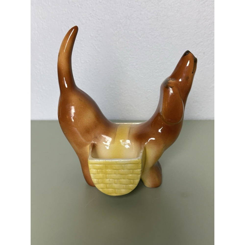 VINTAGE 1950's Mid-Century Dachshund Weiner‎ Dog Ceramic Planter Trinket Dish